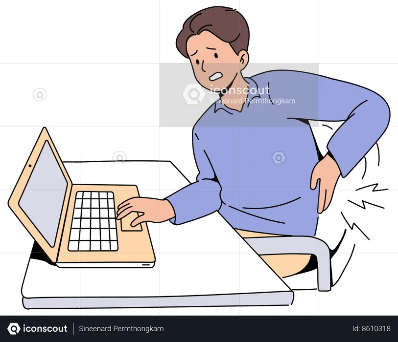 Male office worker back pain  Illustration