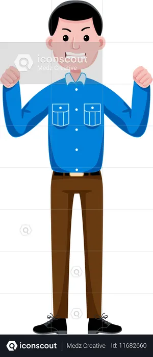 Male officer showing angry expression  Illustration