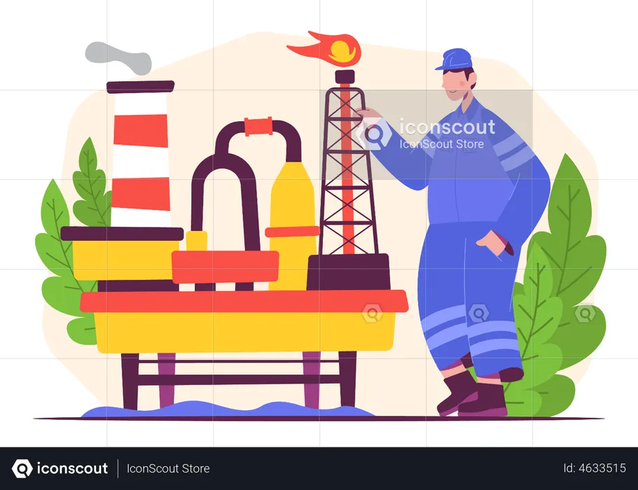 Male oil industry worker  Illustration