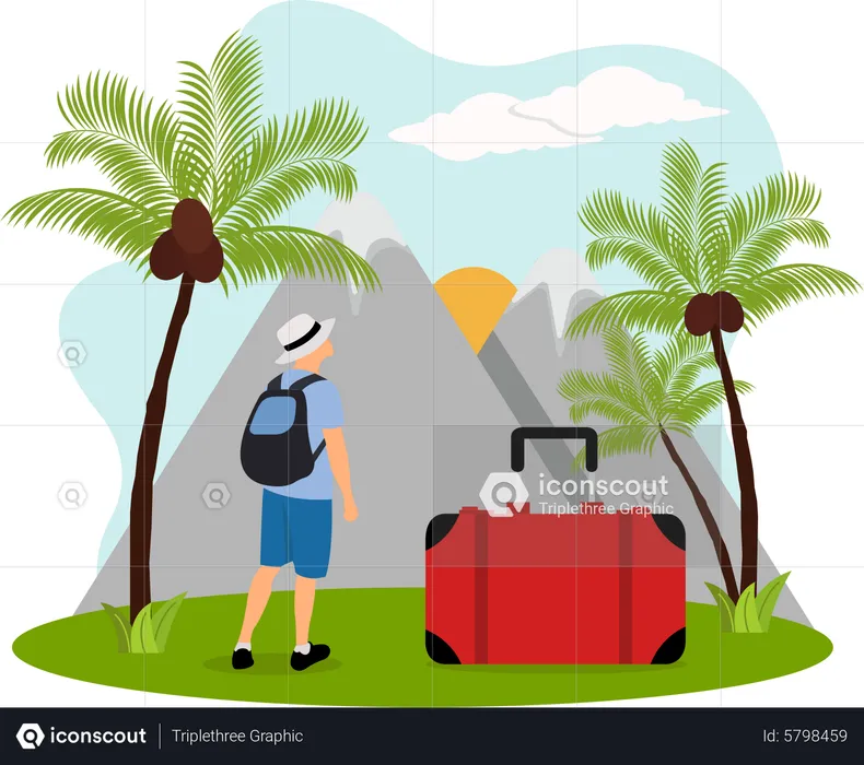 Male on adventure camping  Illustration