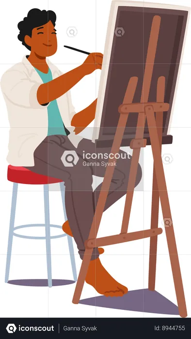 Male painter is doing painting  Illustration
