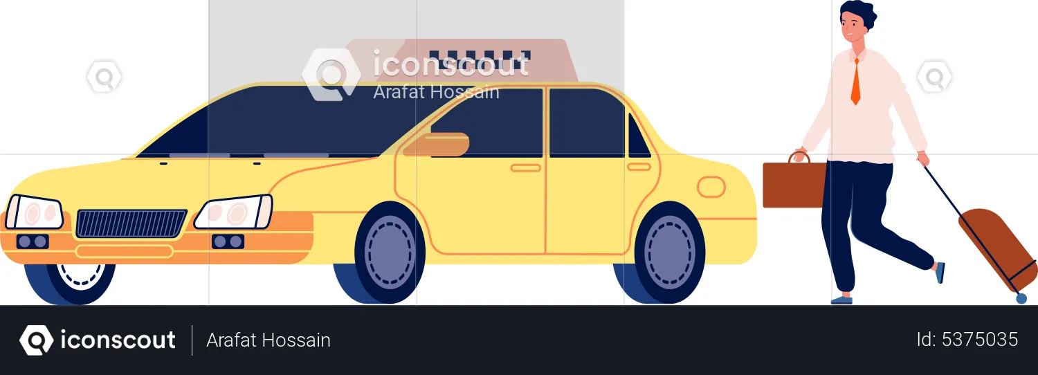 Male passengers calling taxi  Illustration