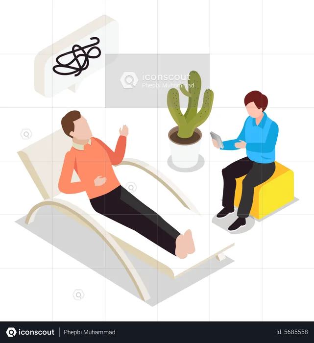 Male patient counselling with psychologist  Illustration