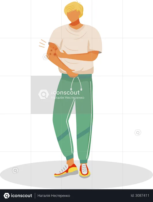Male patient with skin inflammation  Illustration