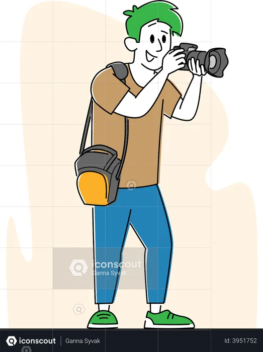 Male Photographer Making Picture  Illustration