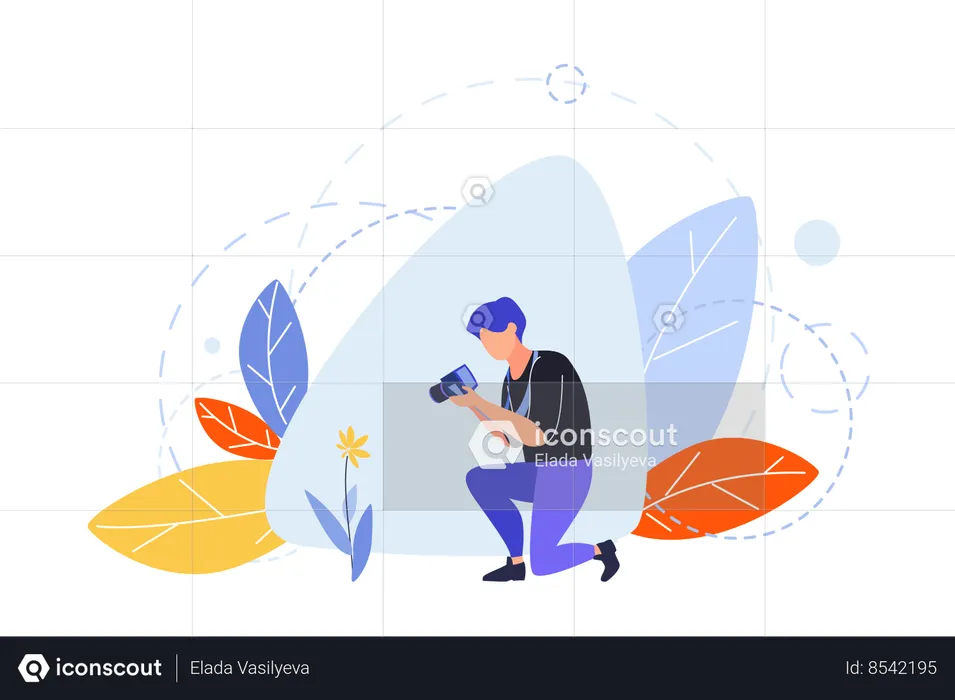 Male  photographer with camera  Illustration