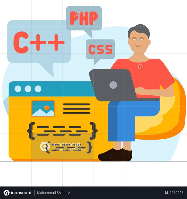 Male php developer  Illustration