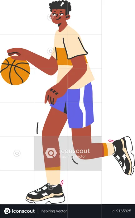 Male player playing basket ball  Illustration