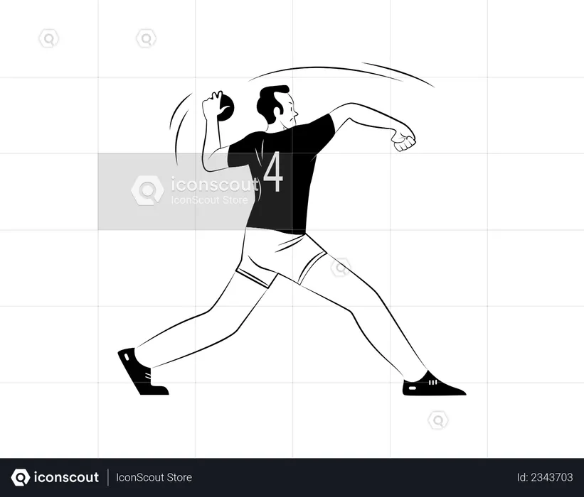 Male player throwing ball  Illustration