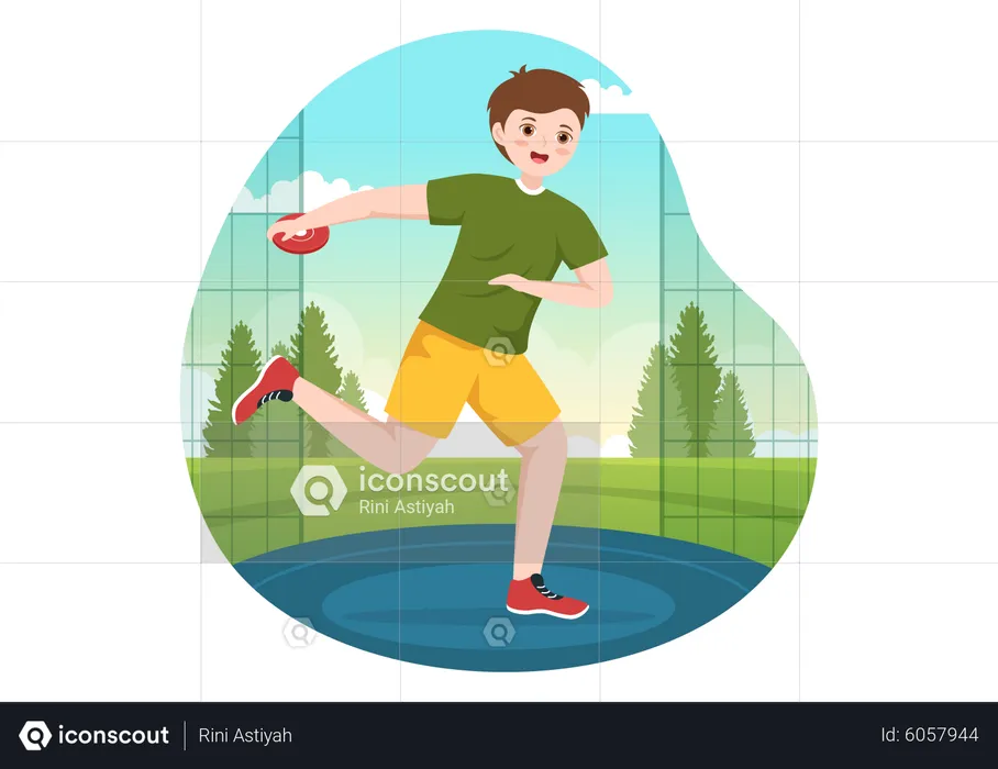 Male playing Discus Throw  Illustration