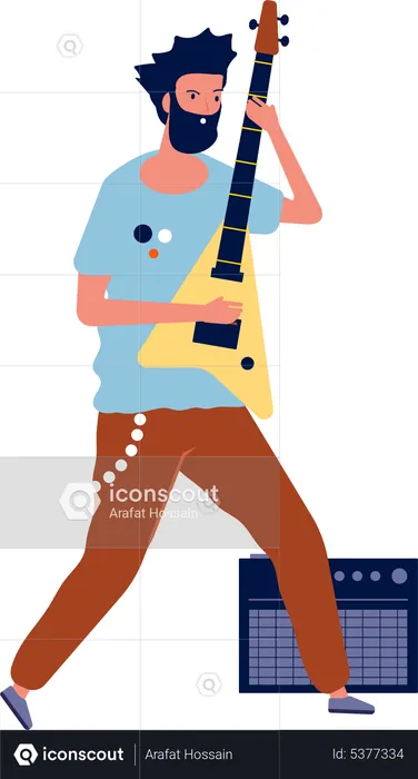 Male playing guitar  Illustration
