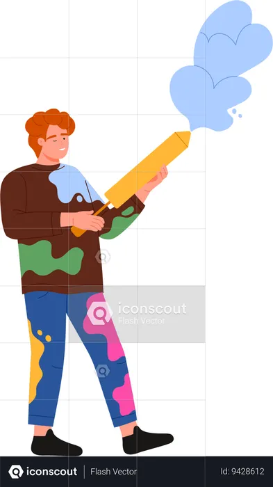 Male playing holi  Illustration