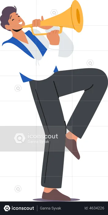 Male Playing Trumpet at musical festival  Illustration
