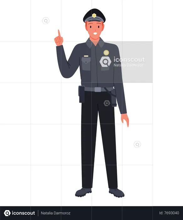 Male Police fingering up  Illustration