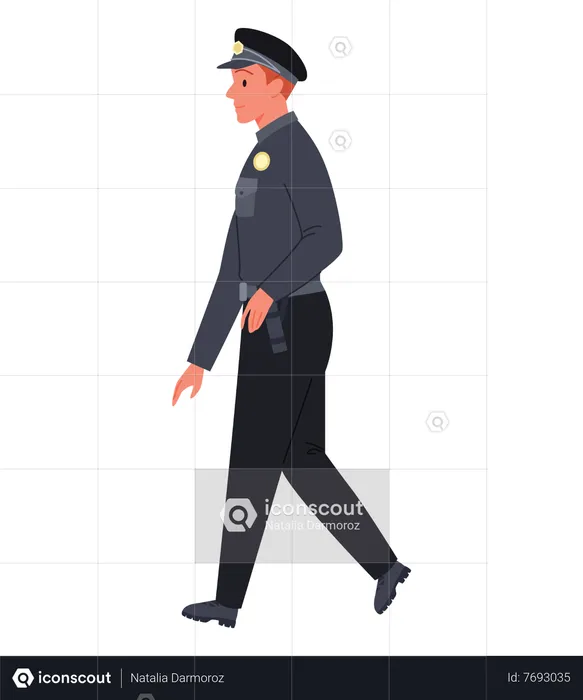 Male Police walking  Illustration