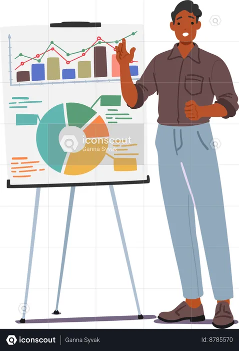 Male Presenting business report  Illustration