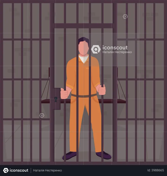 Male prisoner in jail  Illustration