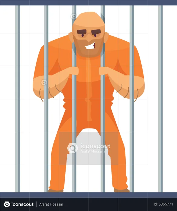 Male prisoner in jail  Illustration