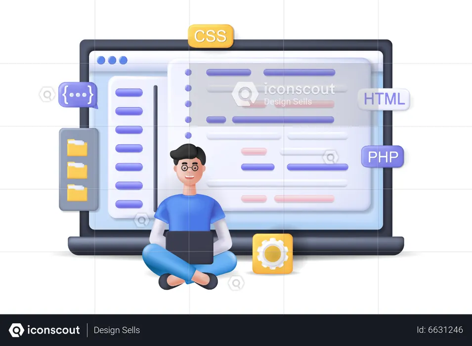Best Male programmer doing coding work Illustration download in PNG ...