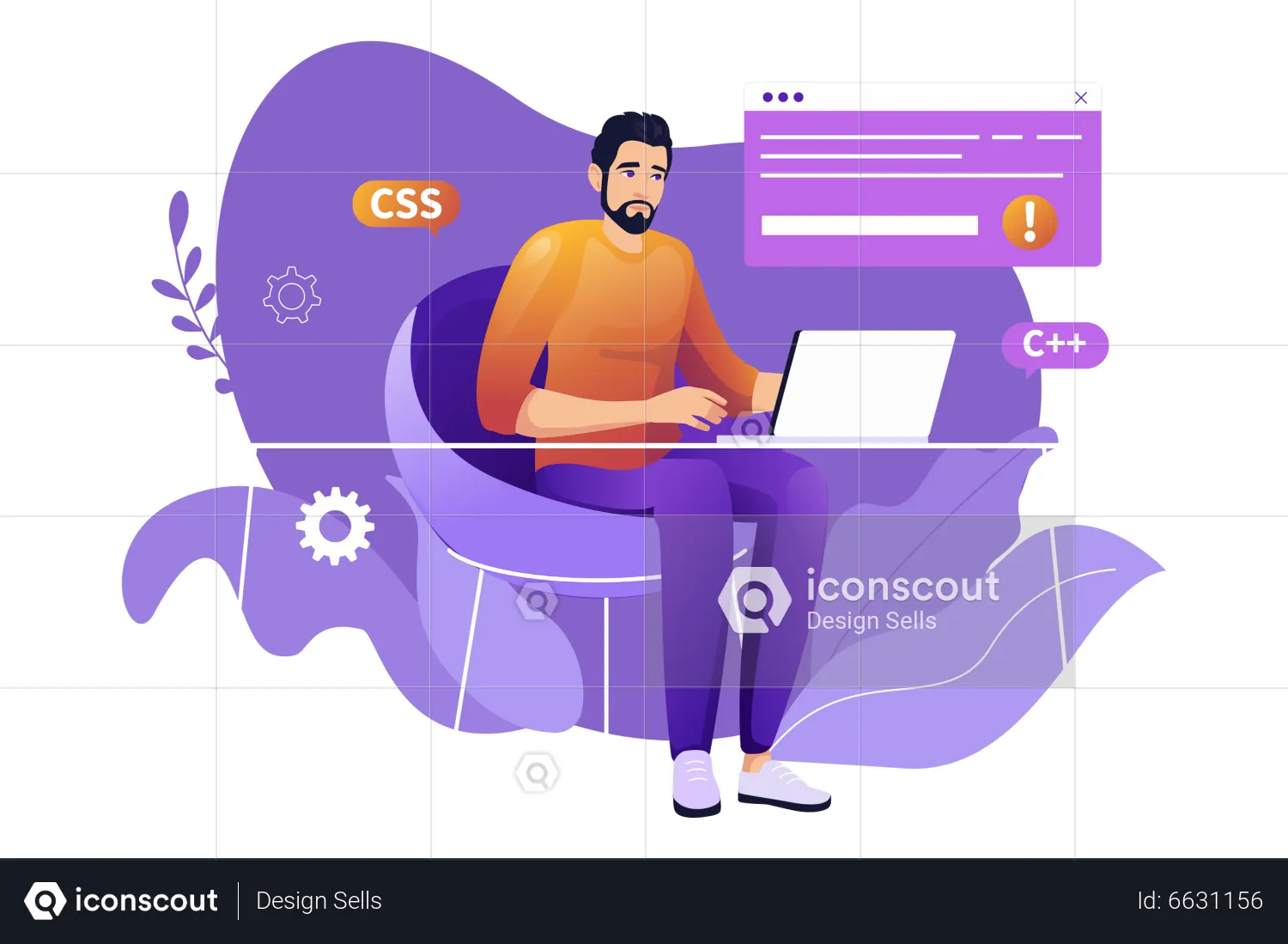 Male Programmer Doing Programming Work Illustration - Free Download ...