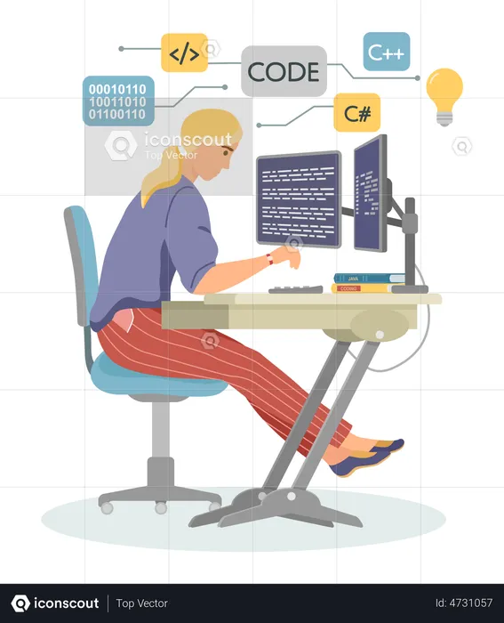 Male Programmer working on web development  Illustration