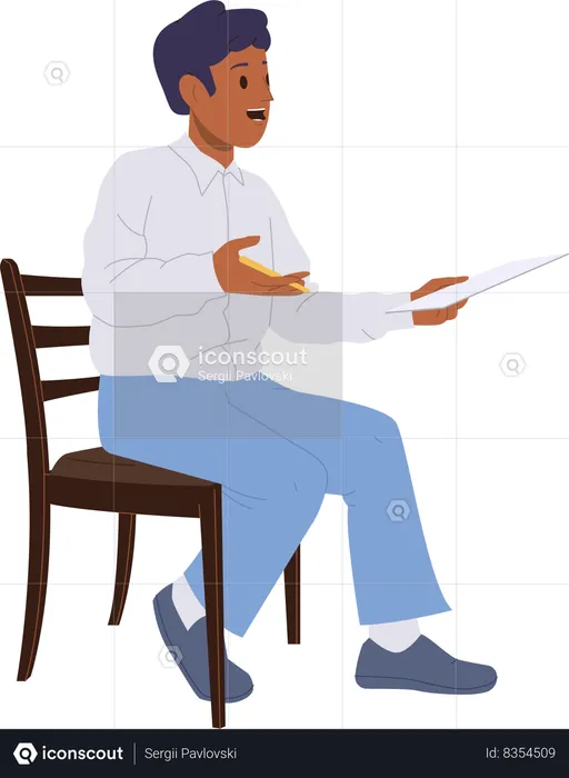 Male psychotherapist or psychologist sitting on chair  Illustration