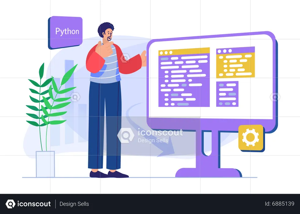 Male python developer  Illustration