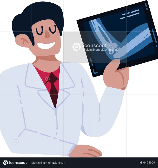 Male radiologist holding X-Ray  Illustration