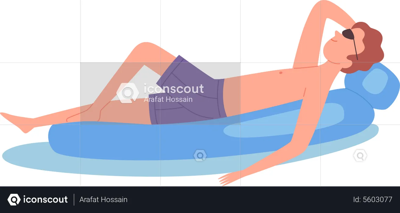 Homme se reposant dans la piscine  Illustration