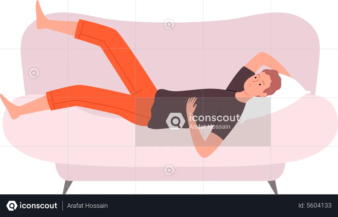 Male relaxing on sofa  Illustration