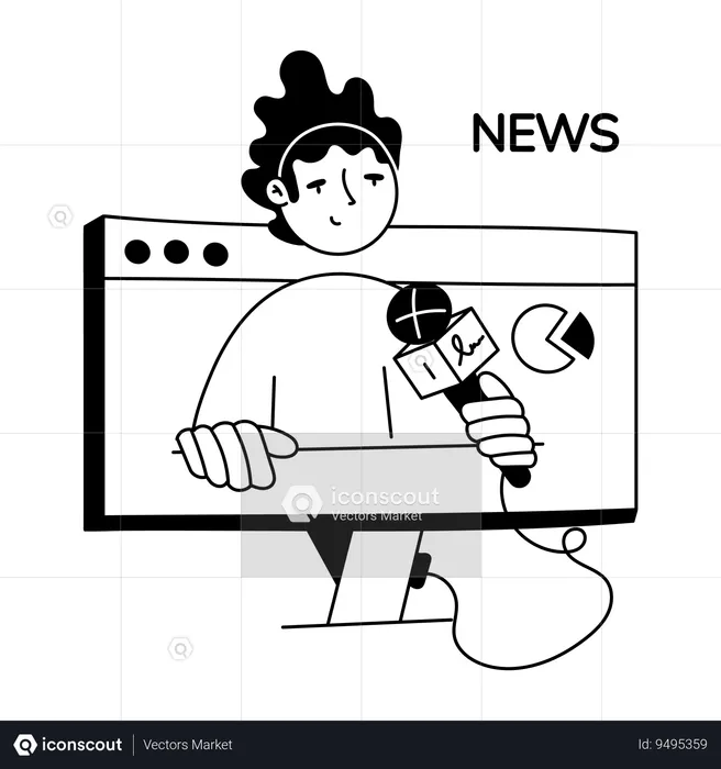 Male reporter giving Online News  Illustration