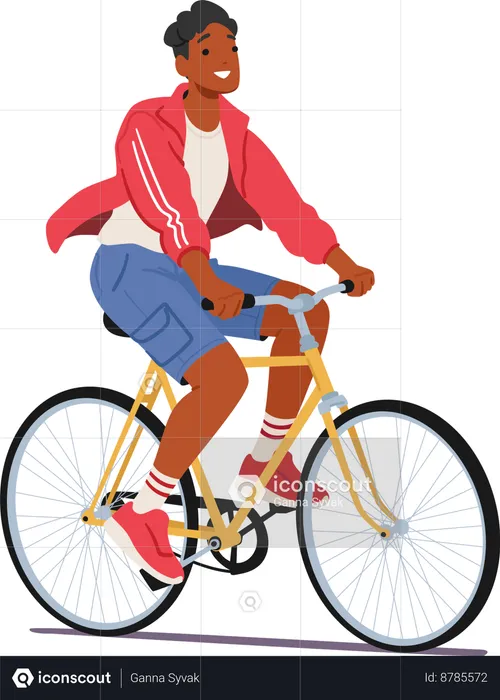 Male riding bicycle  Illustration