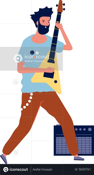 Male rock guitarist performing  Illustration