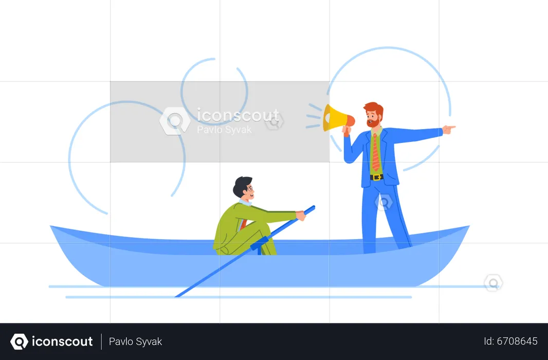 Male Rowing With Confidence And Authority  Illustration