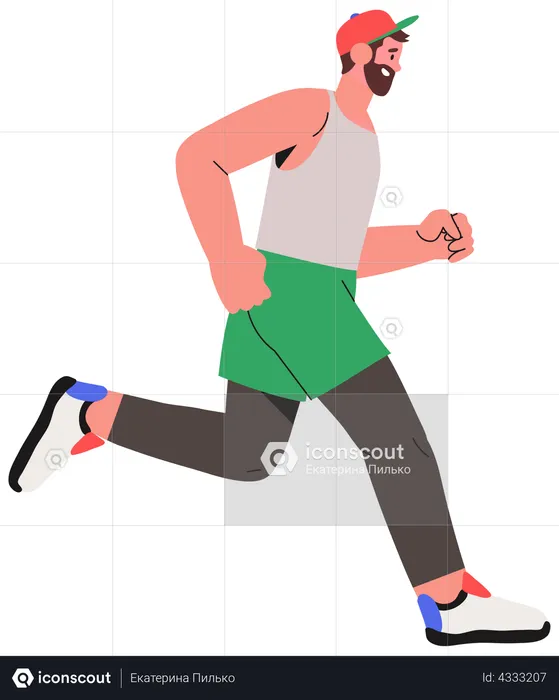 Best Premium Male runner running in marathon Illustration download in PNG &  Vector format