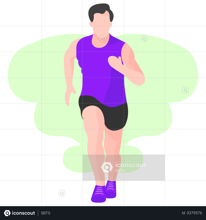 Best Premium Male runner running in race Illustration download in PNG &  Vector format