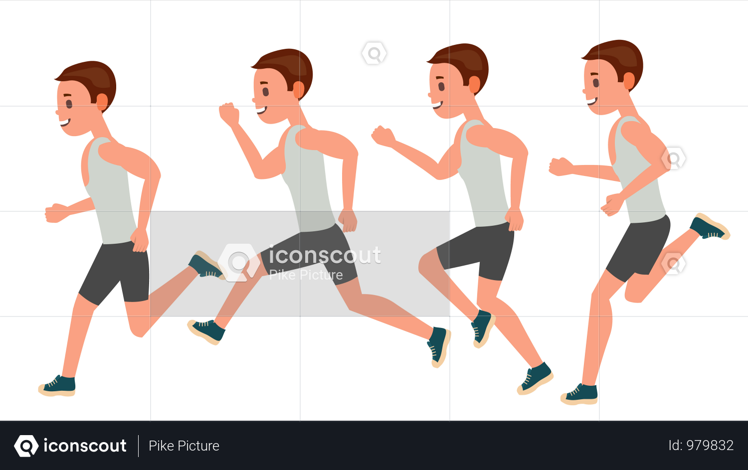 Premium Male Running Vector Animation Frames Set Sport Athlete Fitness Character Marathon