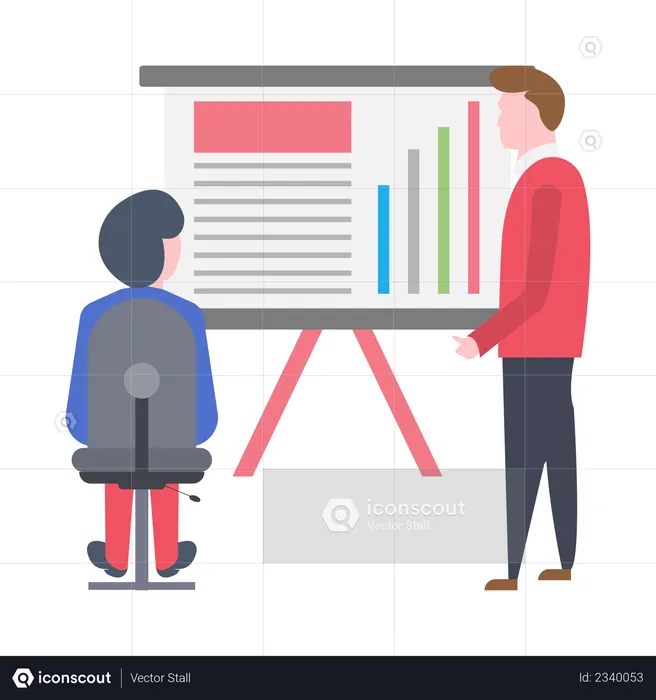 Male sales manager giving presentation on sales growth  Illustration