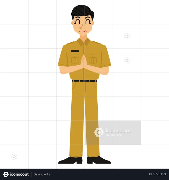 Male School teacher doing namaste gesture  Illustration