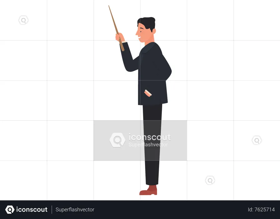 Male School Teacher holding stick  Illustration