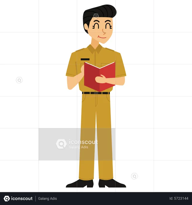 Male School teacher reading book  Illustration