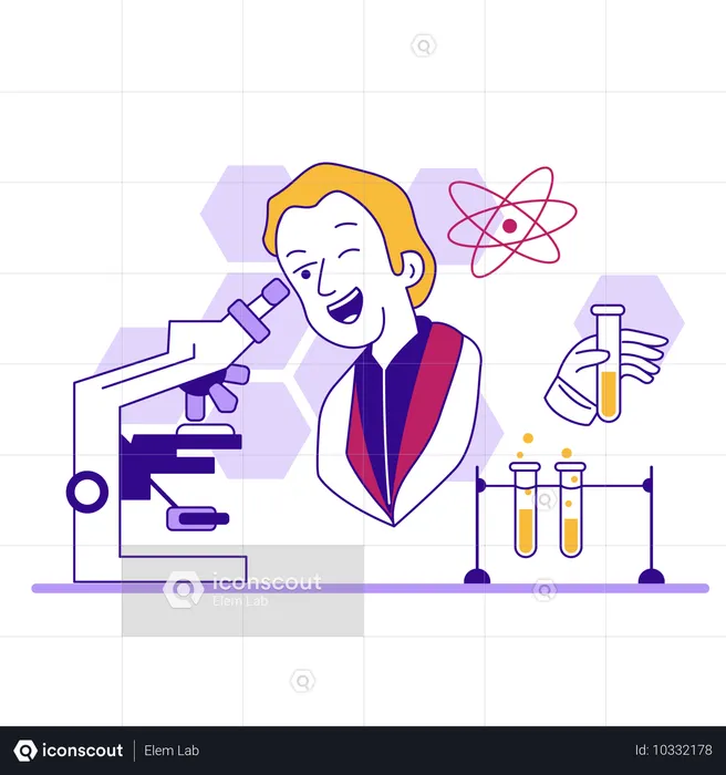 Male scientist doing bio research  Illustration