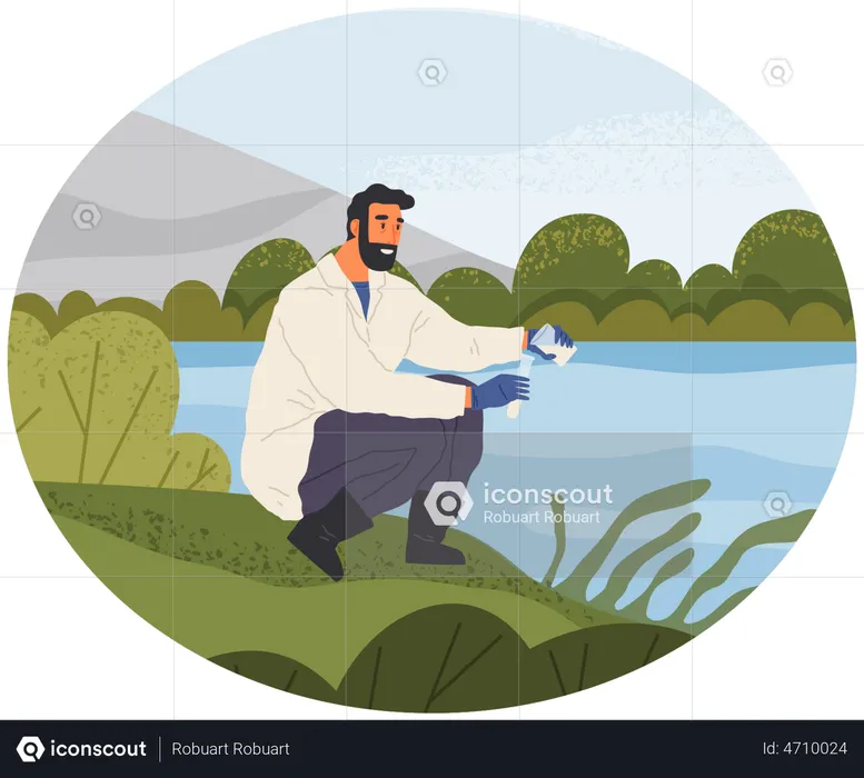 Male Scientist doing biological research  Illustration