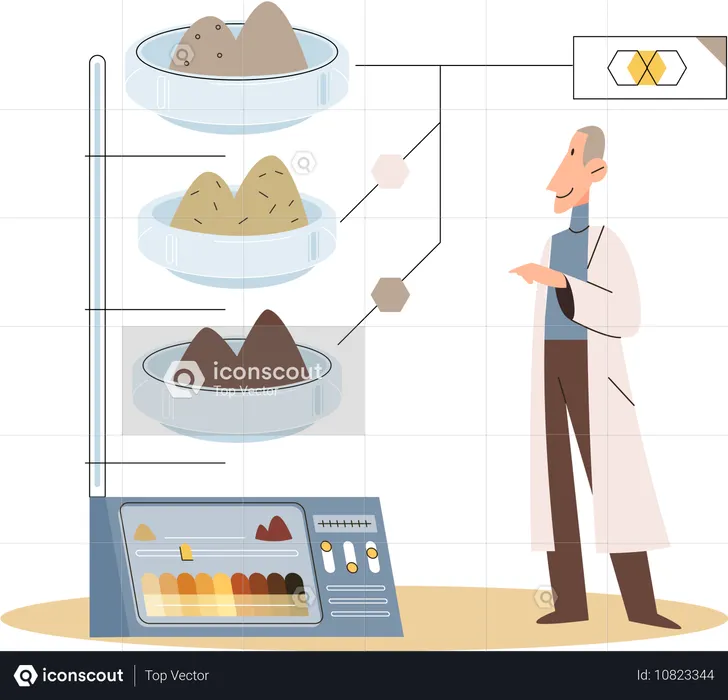 男性科学者が地盤土壌を研究  イラスト