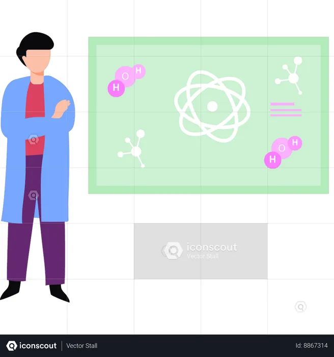 Male scientist standing in science lab  Illustration