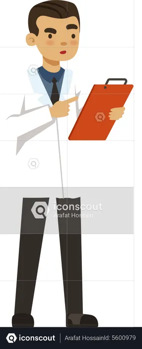 Male scientist with lab report  Illustration
