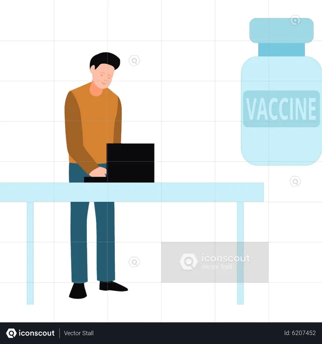 Male scientist working on vaccine  Illustration