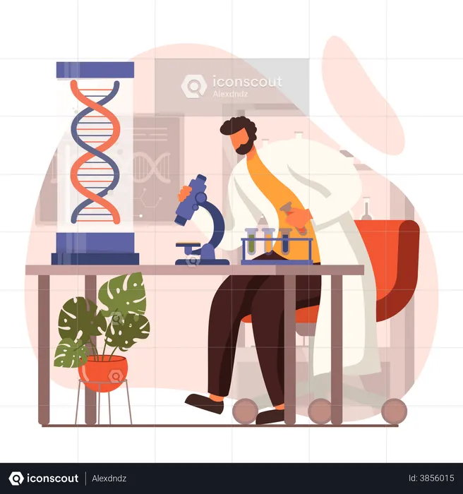 Male Scientists doing dna Test in lab  Illustration