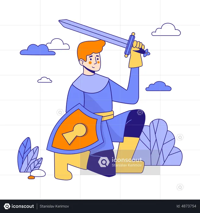 Male security guard giving security  Illustration
