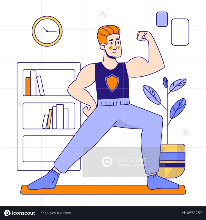 Male security guard working out  Illustration